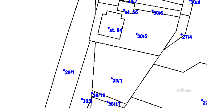 Parcela st. 30/8 v KÚ Žatec na Moravě, Katastrální mapa