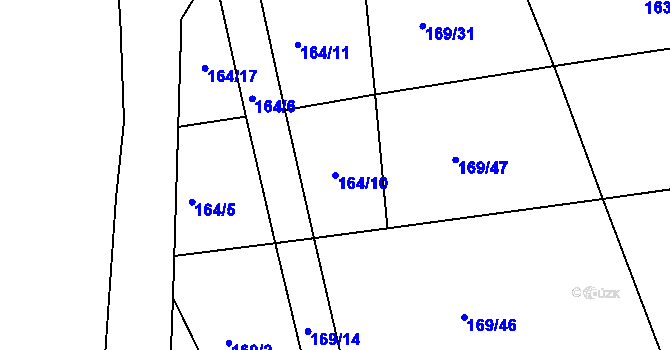 Parcela st. 164/10 v KÚ Žatec na Moravě, Katastrální mapa