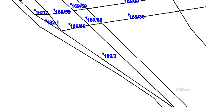 Parcela st. 169/3 v KÚ Žatec na Moravě, Katastrální mapa