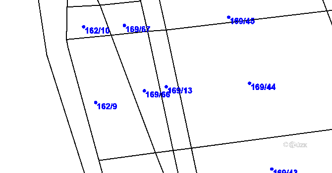 Parcela st. 169/13 v KÚ Žatec na Moravě, Katastrální mapa