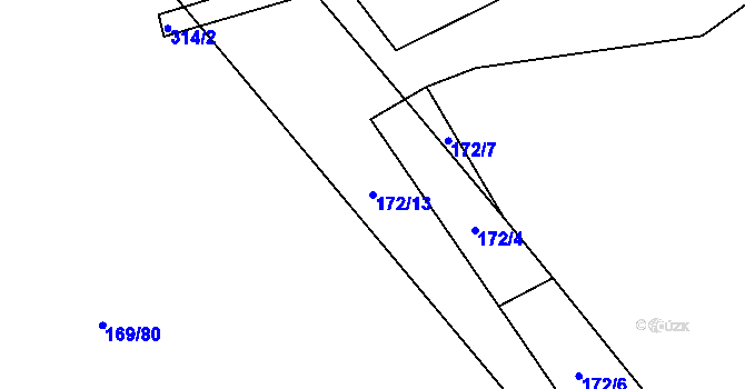 Parcela st. 172/13 v KÚ Žatec na Moravě, Katastrální mapa