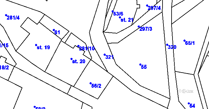 Parcela st. 321 v KÚ Žatec na Moravě, Katastrální mapa