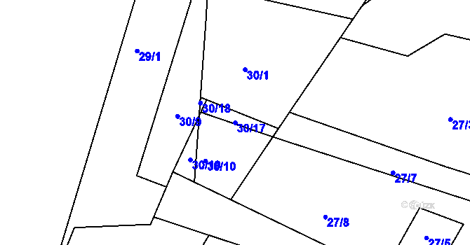 Parcela st. 30/17 v KÚ Žatec na Moravě, Katastrální mapa