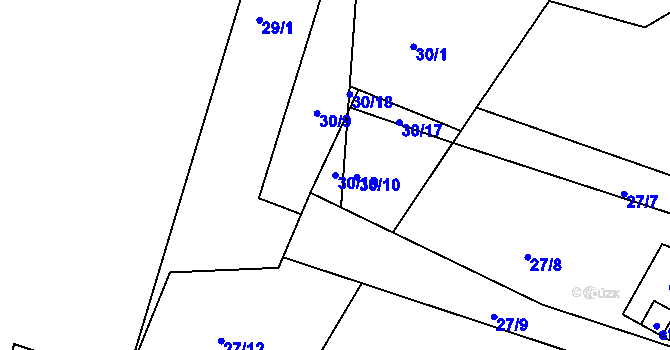 Parcela st. 30/19 v KÚ Žatec na Moravě, Katastrální mapa