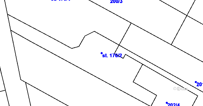 Parcela st. 176/2 v KÚ Ždánice u Kouřimi, Katastrální mapa
