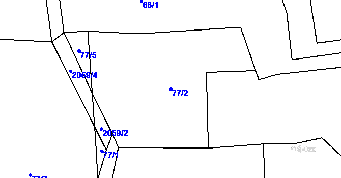 Parcela st. 77/2 v KÚ Ždánice u Kouřimi, Katastrální mapa