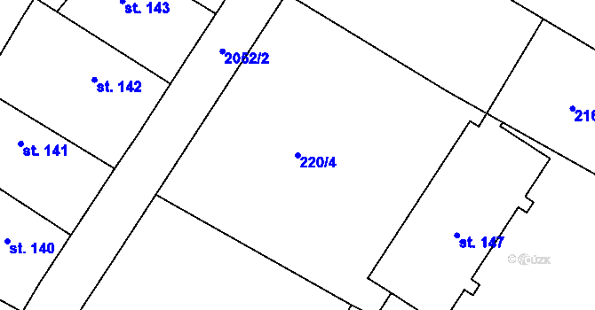 Parcela st. 220/4 v KÚ Ždánice u Kouřimi, Katastrální mapa