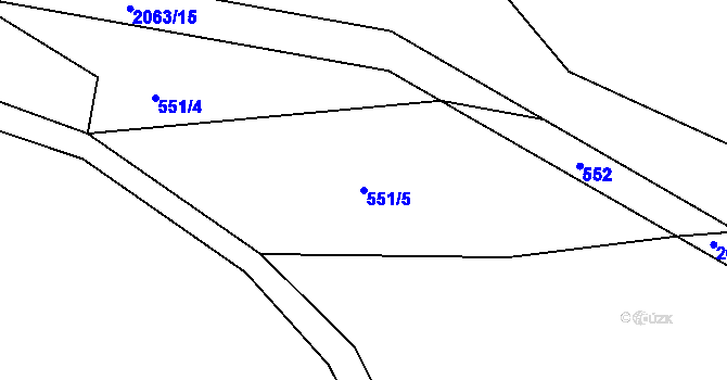 Parcela st. 551/5 v KÚ Ždánice u Kouřimi, Katastrální mapa