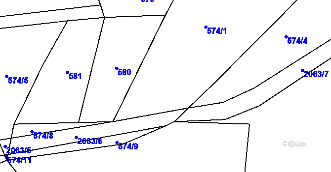 Parcela st. 574/2 v KÚ Ždánice u Kouřimi, Katastrální mapa