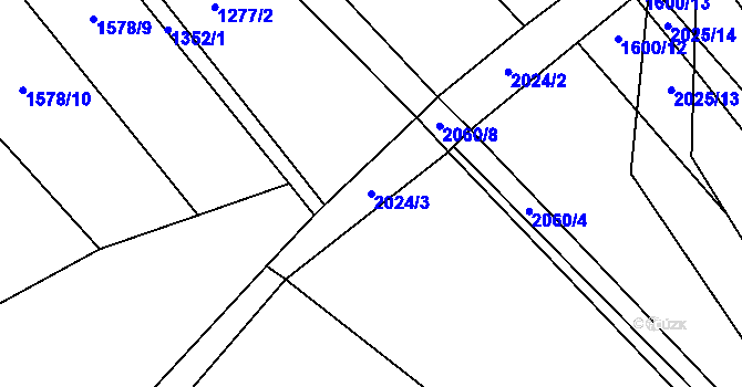 Parcela st. 2024/3 v KÚ Ždánice u Kouřimi, Katastrální mapa