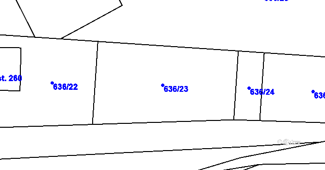 Parcela st. 636/23 v KÚ Ždánice u Kouřimi, Katastrální mapa