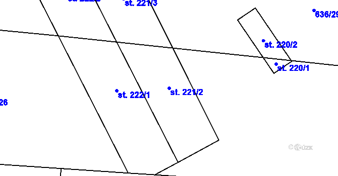 Parcela st. 221/2 v KÚ Ždánice u Kouřimi, Katastrální mapa
