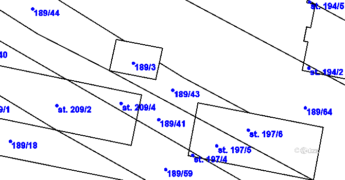 Parcela st. 189/43 v KÚ Ždánice u Kouřimi, Katastrální mapa