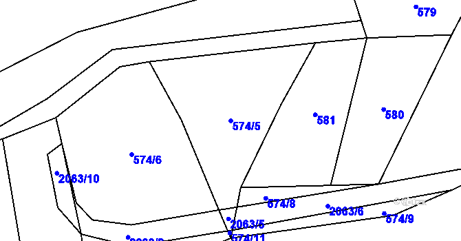 Parcela st. 574/5 v KÚ Ždánice u Kouřimi, Katastrální mapa
