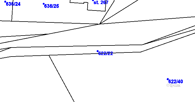 Parcela st. 622/22 v KÚ Ždánice u Kouřimi, Katastrální mapa