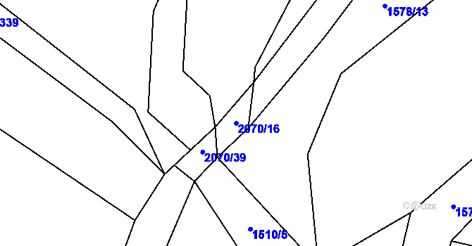 Parcela st. 2070/16 v KÚ Ždánice u Kouřimi, Katastrální mapa