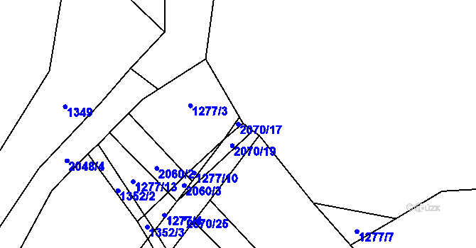 Parcela st. 2070/17 v KÚ Ždánice u Kouřimi, Katastrální mapa