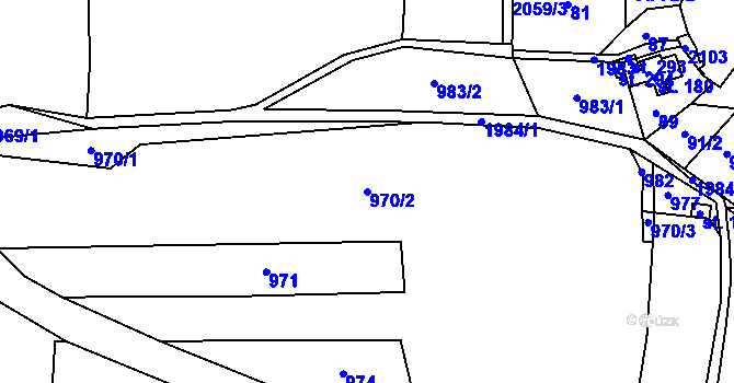 Parcela st. 970/2 v KÚ Ždánice u Kouřimi, Katastrální mapa