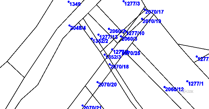 Parcela st. 1352/3 v KÚ Ždánice u Kouřimi, Katastrální mapa