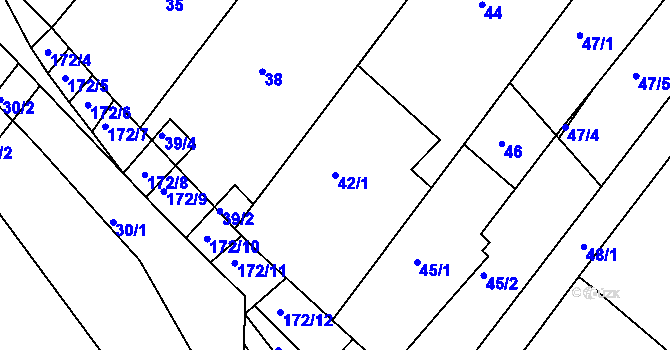Parcela st. 42/1 v KÚ Ždánice, Katastrální mapa