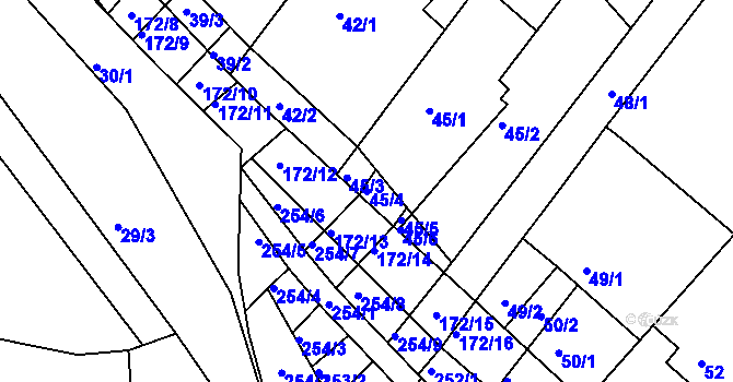 Parcela st. 45/4 v KÚ Ždánice, Katastrální mapa