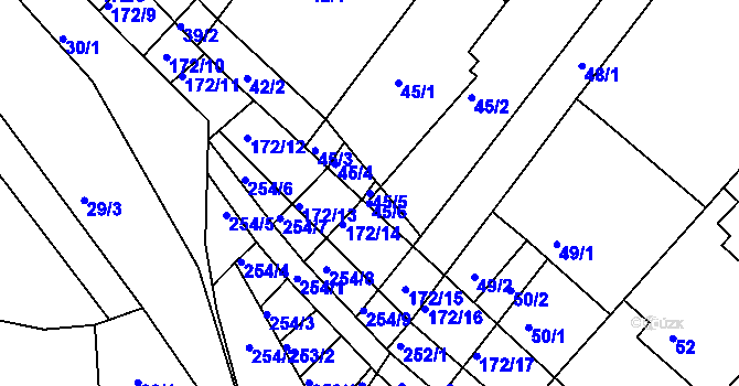 Parcela st. 45/5 v KÚ Ždánice, Katastrální mapa