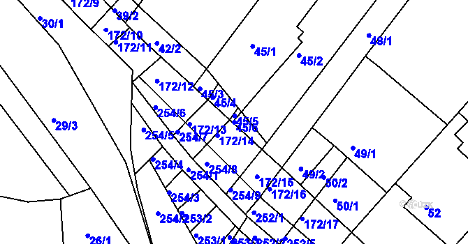 Parcela st. 45/6 v KÚ Ždánice, Katastrální mapa