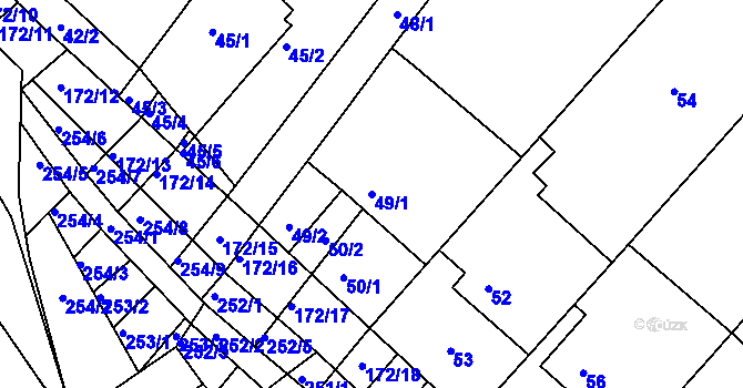 Parcela st. 49/1 v KÚ Ždánice, Katastrální mapa