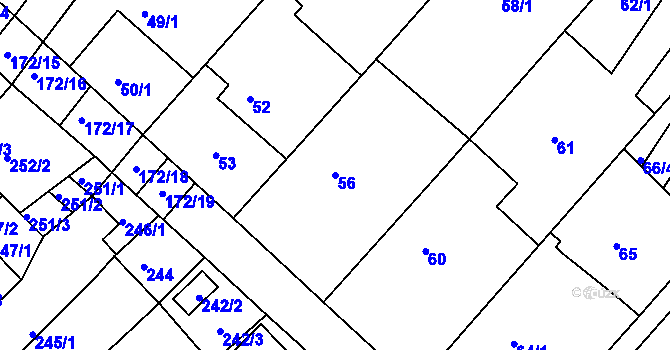Parcela st. 56 v KÚ Ždánice, Katastrální mapa