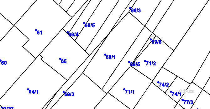 Parcela st. 69/1 v KÚ Ždánice, Katastrální mapa