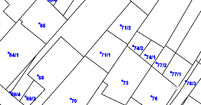 Parcela st. 71/1 v KÚ Ždánice, Katastrální mapa
