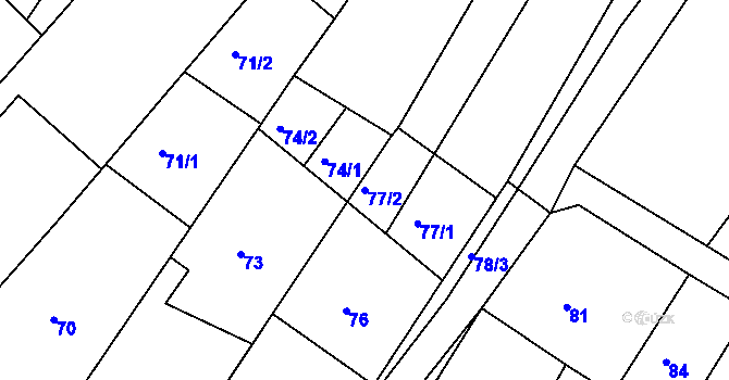 Parcela st. 77/2 v KÚ Ždánice, Katastrální mapa