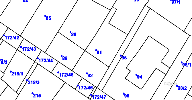 Parcela st. 91 v KÚ Ždánice, Katastrální mapa