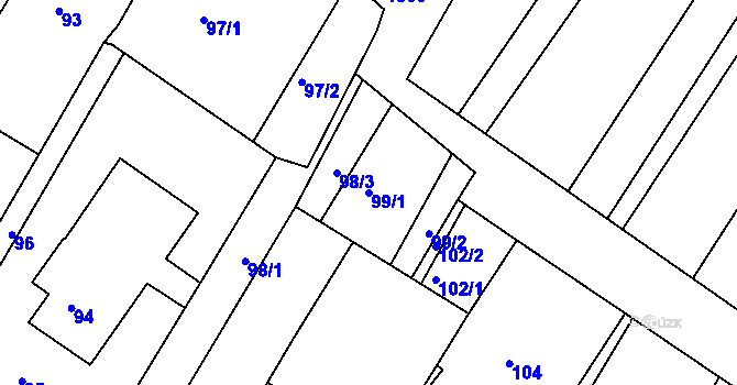 Parcela st. 99/1 v KÚ Ždánice, Katastrální mapa