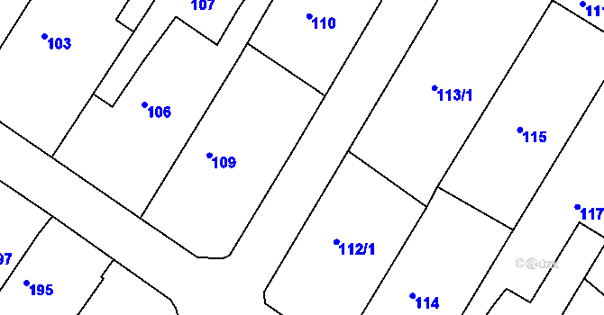 Parcela st. 111/4 v KÚ Ždánice, Katastrální mapa