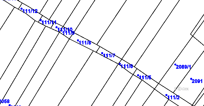 Parcela st. 111/7 v KÚ Ždánice, Katastrální mapa