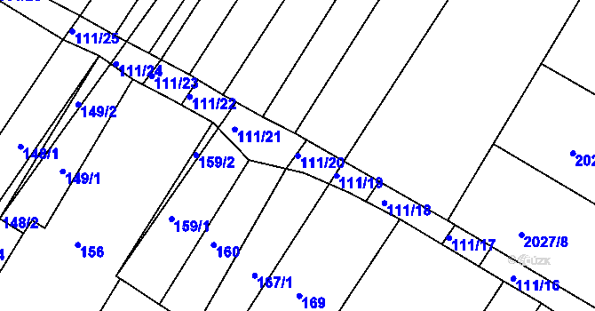 Parcela st. 111/20 v KÚ Ždánice, Katastrální mapa