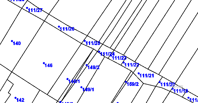 Parcela st. 111/24 v KÚ Ždánice, Katastrální mapa