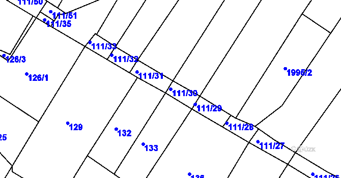 Parcela st. 111/30 v KÚ Ždánice, Katastrální mapa