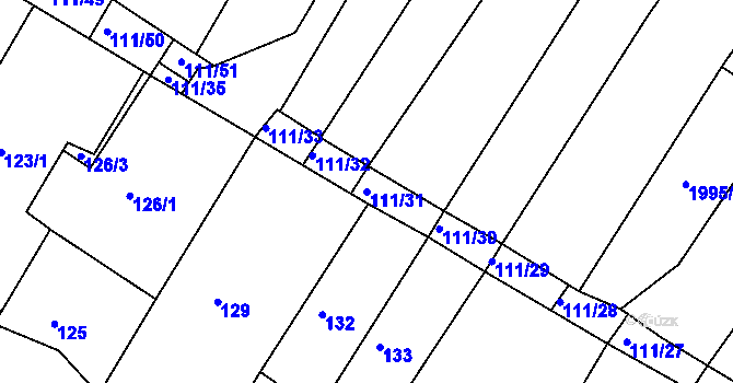 Parcela st. 111/31 v KÚ Ždánice, Katastrální mapa