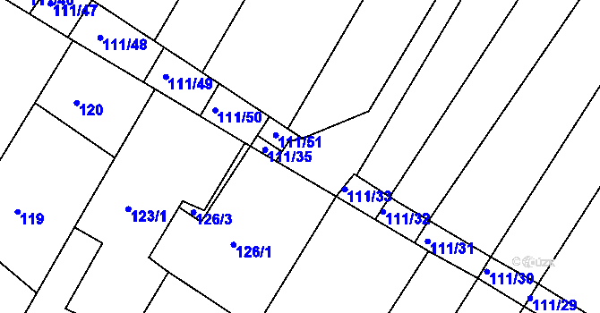 Parcela st. 111/34 v KÚ Ždánice, Katastrální mapa