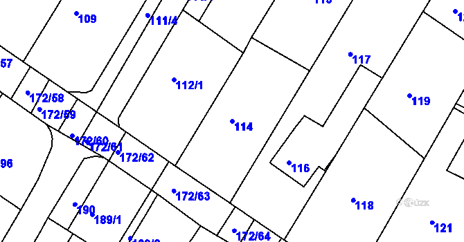 Parcela st. 114 v KÚ Ždánice, Katastrální mapa