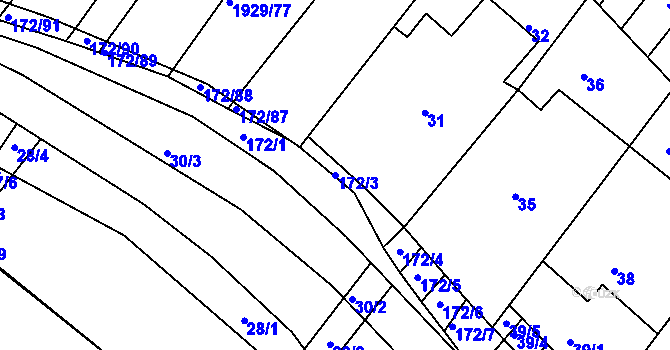 Parcela st. 172/3 v KÚ Ždánice, Katastrální mapa