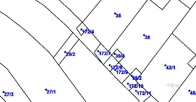 Parcela st. 172/7 v KÚ Ždánice, Katastrální mapa