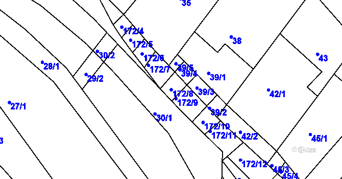 Parcela st. 172/8 v KÚ Ždánice, Katastrální mapa