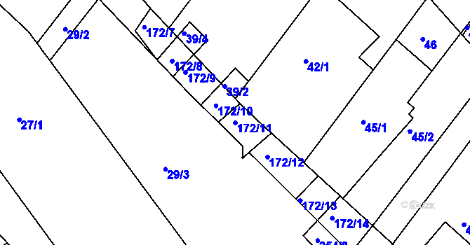 Parcela st. 172/11 v KÚ Ždánice, Katastrální mapa