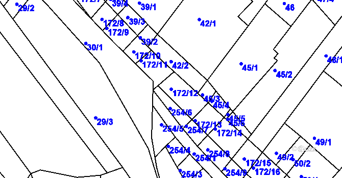 Parcela st. 172/12 v KÚ Ždánice, Katastrální mapa