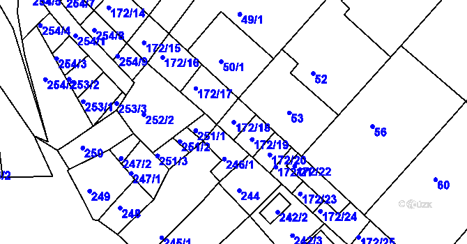 Parcela st. 172/18 v KÚ Ždánice, Katastrální mapa