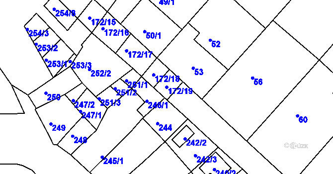 Parcela st. 172/19 v KÚ Ždánice, Katastrální mapa