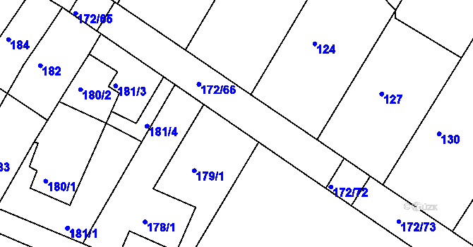 Parcela st. 172/69 v KÚ Ždánice, Katastrální mapa